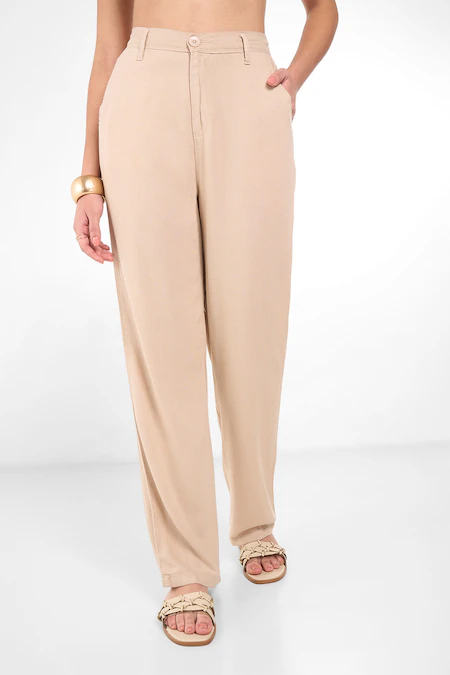 Cream Solid Full Length Casual Women Straight Fit Jeans